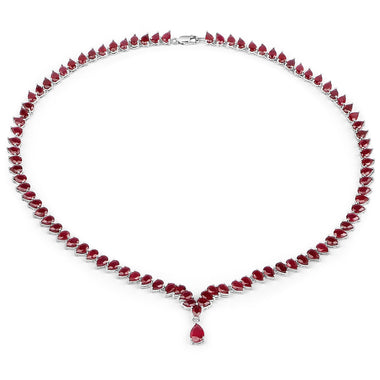 41.63 Carat Genuine Glass Filled Ruby .925 Sterling Silver Necklace - 0