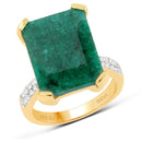 7.64 Carat Dyed Emerald and White Diamond .925 Sterling Silver Ring-1