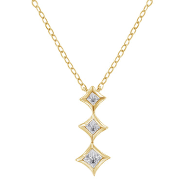 10K White Gold 1/5 Cttw Princess Cut Diamond 3 Stone Drop 18" Pendant Necklace (H-I Color, SI2-I1 Clarity)