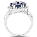 2.10 Carat Genuine Blue Sapphire .925 Sterling Silver Ring-2
