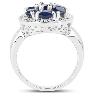 2.10 Carat Genuine Blue Sapphire .925 Sterling Silver Ring - 0