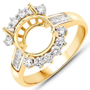 0.58 Carat Genuine White Diamond 14K Yellow Gold Semi Mount Ring - holds 9.00mm Round Gemstone-1