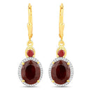 6.98 Carat Dyed Ruby and White Diamond .925 Sterling Silver Earrings-1