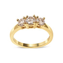 10K Yellow Gold 1.00 Cttw Champagne Diamond 3-Stone Band Ring (J-K Color, I1-I2 Clarity)  - Size 7-2