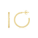 14K Yellow Gold Bead Hoop Earrings-2