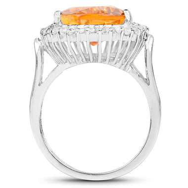8.56 Carat Genuine Citrine and White Topaz .925 Sterling Silver Ring - 0