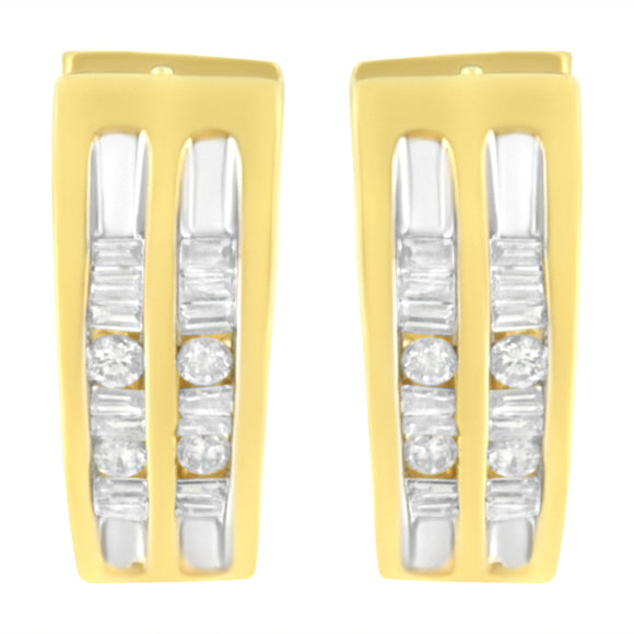 10K Yellow Gold 1/2 cttw Diamond Huggy Heart Hoop Earrings (I-J Clarity, I2-I3 Color)