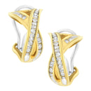 14K Yellow and White Gold 1/2 TDW "X" Shape Cross Over Diamond Hoop Earrings (I-J, I2-I3)-5