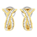 14K Yellow and White Gold 1/2 TDW "X" Shape Cross Over Diamond Hoop Earrings (I-J, I2-I3)-7