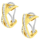 14K Yellow and White Gold 1/2 TDW "X" Shape Cross Over Diamond Hoop Earrings (I-J, I2-I3)-8