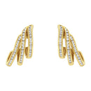 10K Yellow Gold 1.0 Cttw Round Brilliant Cut Diamond Spiral Multi Row Channel Set Open Hoop Pushback Stud Earrings (H-I Color, I1-I2 Clarity)-6