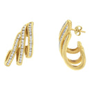 10K Yellow Gold 1.0 Cttw Round Brilliant Cut Diamond Spiral Multi Row Channel Set Open Hoop Pushback Stud Earrings (H-I Color, I1-I2 Clarity)-8