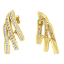 10K Yellow Gold 1.0 Cttw Round Brilliant Cut Diamond Spiral Multi Row Channel Set Open Hoop Pushback Stud Earrings (H-I Color, I1-I2 Clarity)-9
