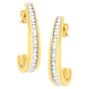 10K Yellow Gold 1 cttw Channel Set Diamond J-Hoop Earrings (H-I Clarity, I1-I2 Color)-5
