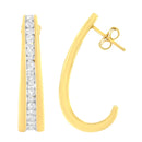 10K Yellow Gold 1 cttw Channel Set Diamond J-Hoop Earrings (H-I Clarity, I1-I2 Color)-6