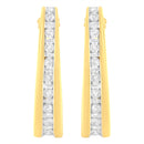 10K Yellow Gold 1 cttw Channel Set Diamond J-Hoop Earrings (H-I Clarity, I1-I2 Color)-7