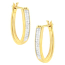 10K Yellow Gold 1/2 Cttw Invisible Set Princess-cut Diamond Hoop Earrings (H-I Color, SI2-I1 Clarity)-4