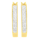 10K Yellow Gold 1/2 Cttw Invisible Set Princess-cut Diamond Hoop Earrings (H-I Color, SI2-I1 Clarity)-6