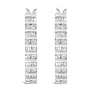 10K White Gold 1.0 Cttw Alternating  Diamond "U" Hoop Earrings (I-J Color, I2-I3 Clarity)-2