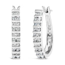 10K White Gold 1.0 Cttw Alternating  Diamond "U" Hoop Earrings (I-J Color, I2-I3 Clarity)-1