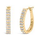 10K White Gold 1.0 Cttw Alternating  Diamond "U" Hoop Earrings (I-J Color, I2-I3 Clarity)-4