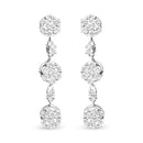 14K White Gold 2.00 Cttw Diamond Composite Cluster Floral Drop Earrings (I-J Color, I1-I2 Clarity)-4