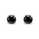 .925 Sterling Silver 1/2 Cttw Black Diamond Solitaire Stud Earrings-4