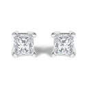 .925 Sterling Silver 1/4 Cttw Princess-Cut Diamond Solitaire Stud Earrings (H-I Color, I1-I2 Clarity)-1
