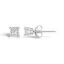 .925 Sterling Silver 1/4 Cttw Princess-Cut Diamond Solitaire Stud Earrings (H-I Color, I1-I2 Clarity)-3
