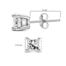 .925 Sterling Silver 1/4 Cttw Princess-Cut Diamond Solitaire Stud Earrings (H-I Color, I1-I2 Clarity)-4