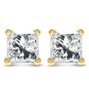AGS Certified 14k Yellow Gold 1/4 Cttw 4-Prong Set Princess-Cut Solitaire Diamond Push Back Stud Earrings (H-I Color, SI1-SI2 Clarity)-6
