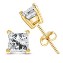 AGS Certified 14k Yellow Gold 1/4 Cttw 4-Prong Set Princess-Cut Solitaire Diamond Push Back Stud Earrings (H-I Color, SI1-SI2 Clarity)-8