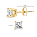 AGS Certified 14k Yellow Gold 1/4 Cttw 4-Prong Set Princess-Cut Solitaire Diamond Push Back Stud Earrings (H-I Color, SI1-SI2 Clarity)-9