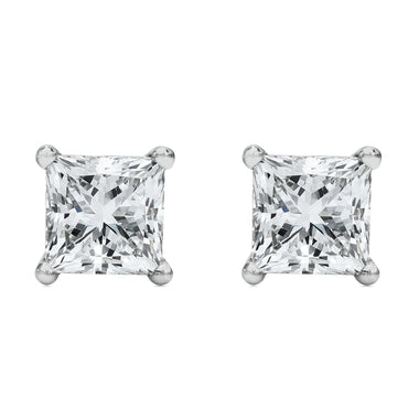 14K White Gold 1/2 Cttw Princess Cut Lab Grown Diamond Solitaire Stud Earrings (F-G Color, VS2-SI1 Clarity) - 0