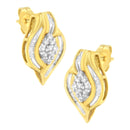 10K Yellow Gold 1/3 cttw Round-Cut Diamond Cluster and Swirl Stud Earrings (J-K Clarity, I2-I3 Color)-6