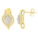 10K Yellow Gold 1/3 cttw Round-Cut Diamond Cluster and Swirl Stud Earrings (J-K Clarity, I2-I3 Color)-7