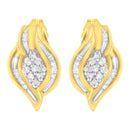 10K Yellow Gold 1/3 cttw Round-Cut Diamond Cluster and Swirl Stud Earrings (J-K Clarity, I2-I3 Color)-8