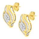 10K Yellow Gold 1/3 cttw Round-Cut Diamond Cluster and Swirl Stud Earrings (J-K Clarity, I2-I3 Color)-9