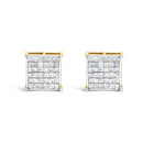 10K Yellow Gold 2.0 Cttw Invisible-Set Princess-Cut Diamond Stud Earrings-5