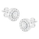 14k White Gold 1 cttw Diamond Halo Stud Earrings (I-J Clarity, I1-I2 Color)-6