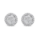 14K White Gold 1.0 Cttw Brilliant-Cut Diamond Halo-Style Cluster Round Button Stud Earrings (H-I Color, I1-I2 Clarity)-5