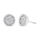 14K White Gold 1.0 Cttw Brilliant-Cut Diamond Halo-Style Cluster Round Button Stud Earrings (H-I Color, I1-I2 Clarity)-6