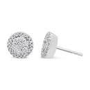 14K White Gold 1.0 Cttw Brilliant-Cut Diamond Halo-Style Cluster Round Button Stud Earrings (H-I Color, I1-I2 Clarity)-7