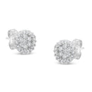 14K White Gold 1/2 Cttw Brilliant-Cut Diamond Halo-Style Cluster Round Button Stud Earrings (H-I Color, I1-I2 Clarity)-5