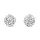 14K White Gold 1/2 Cttw Brilliant-Cut Diamond Halo-Style Cluster Round Button Stud Earrings (H-I Color, I1-I2 Clarity)-7