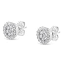14K White Gold 1/2 Cttw Brilliant-Cut Diamond Halo-Style Cluster Round Button Stud Earrings (H-I Color, I1-I2 Clarity)-8