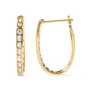 10K Yellow Gold 1.00 Cttw Round and Baguette-Cut Diamond U-Hoop Earrings (H-I Color, SI2-I1 Clarity)-5