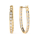 10K Yellow Gold 1.00 Cttw Round and Baguette-Cut Diamond U-Hoop Earrings (H-I Color, SI2-I1 Clarity)-6