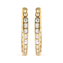 10K Yellow Gold 1.00 Cttw Round and Baguette-Cut Diamond U-Hoop Earrings (H-I Color, SI2-I1 Clarity)-7