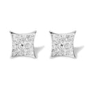 .925 Sterling Silver 3/4 Cttw Diamond Composite Curved Square Stud Earring (I-J Color, I3 Clarity)-4